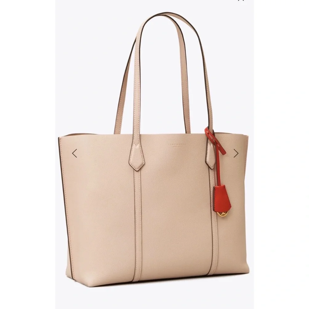 $398 Tory Burch Perry Pink Pebble Leather Triple Compartment Tote/Shoulder Bag